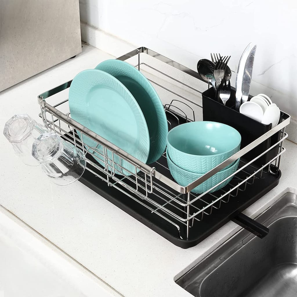 Counter Dish Drying Rack with Utensil Holder