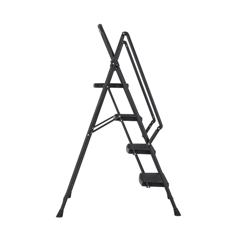 Black Lightweight Folding Four Step Stool