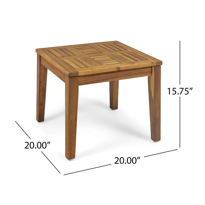 Roomfitters Solid Acacia Wood Patio Side Table, Outdoor End Table for Balcony or Garden, Slatted Top Design