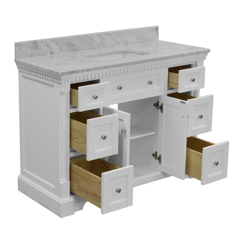 KitchenBathCollection Sydney 48" Bathroom Vanity with Carrara Marble Top