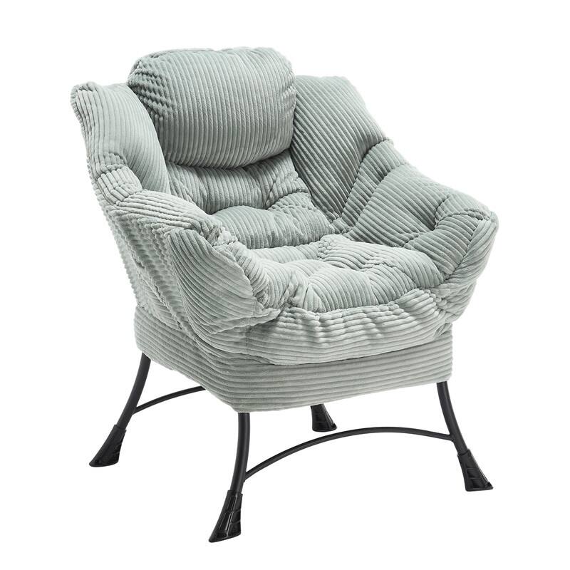 Modern Lounge Chair with Ottoman - Plush Reading Accent Chair with Footrest and Side Pocket
