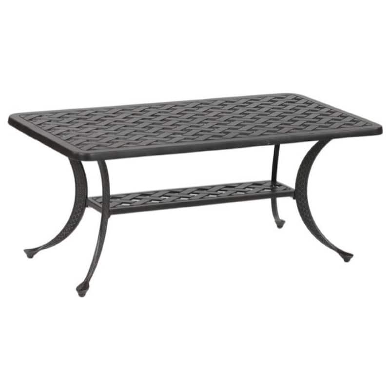 42 Inch Cast Metal Outdoor Patio Coffee Table, Dark Bronze