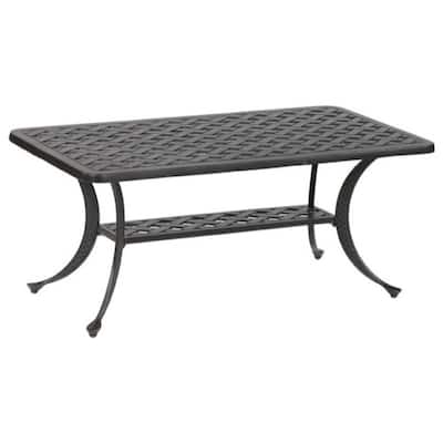 42 Inch Cast Metal Outdoor Patio Coffee Table, Dark Bronze