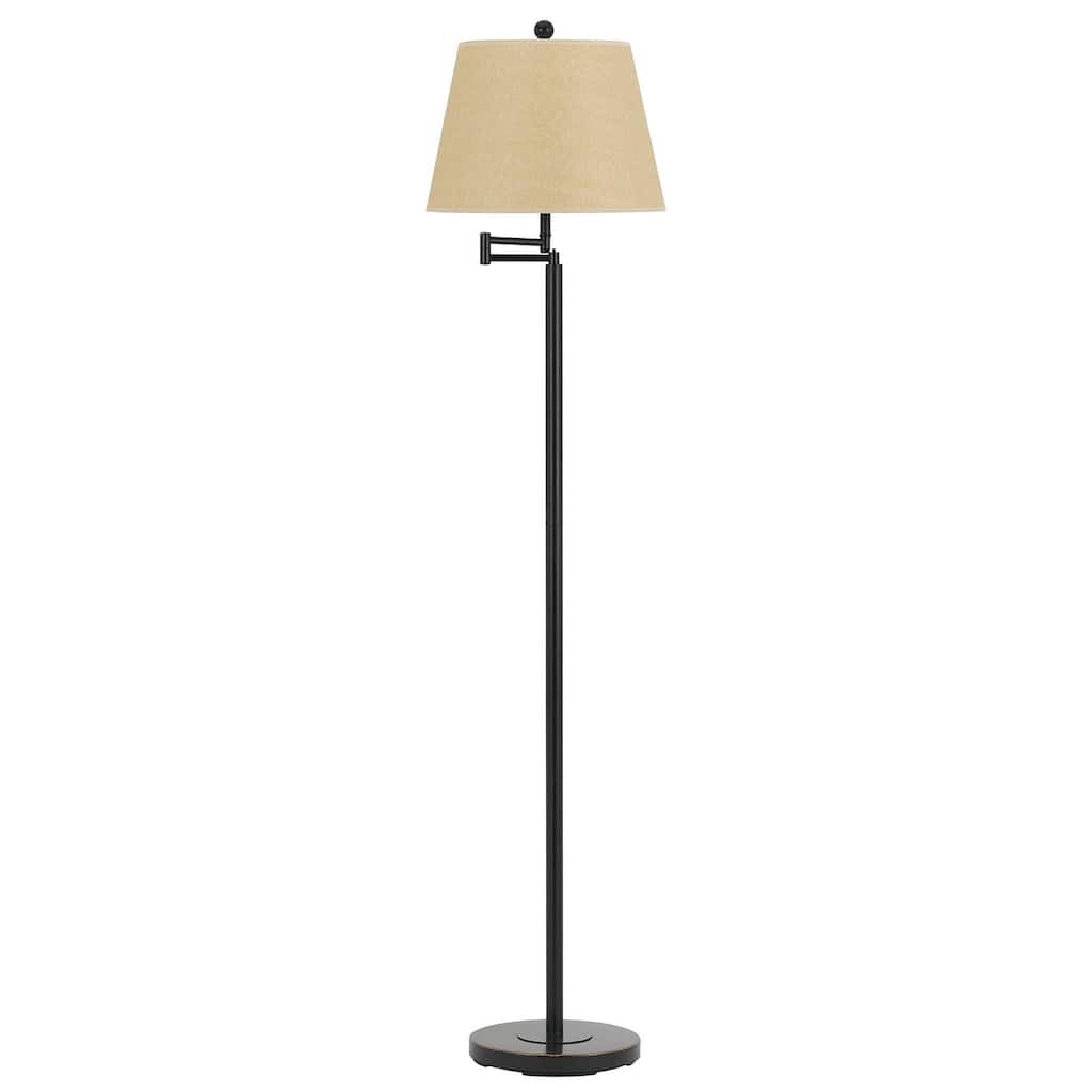 HomeRoots 60" Bronze Swing Arm Floor Lamp With White Square Shade - 14