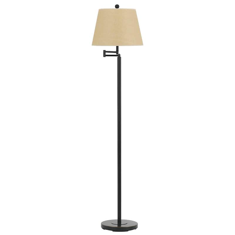 HomeRoots 60" Bronze Swing Arm Floor Lamp With White Square Shade - 14