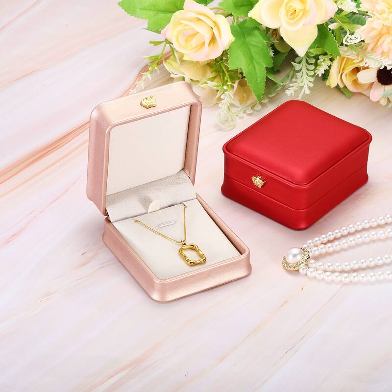 Necklace Pendant Box, 2pcs Velvet Chain Box Vintage Jewelry Holder