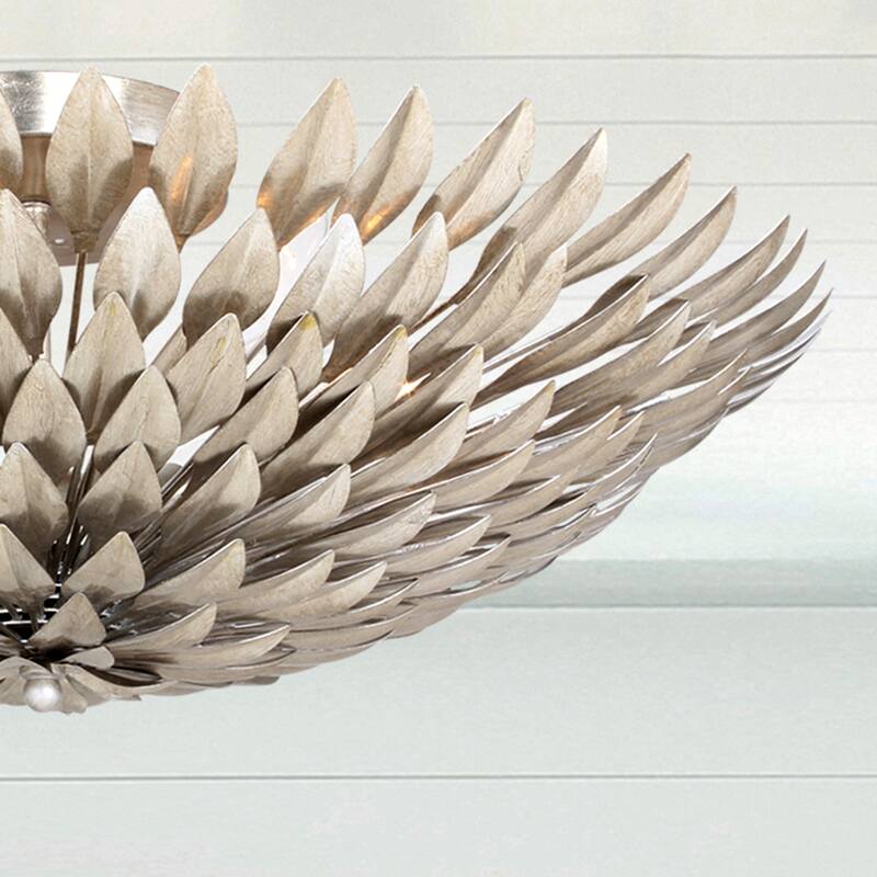 Broche 6 Light Antique Silver Ceiling Mount - 24'' W x 24'' H x 9'' D