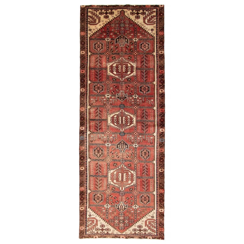 ECARPETGALLERY Hand-knotted Anadol Red Wool Rug - 3'9 x 10'11 - Red - 3'9 x 10'11