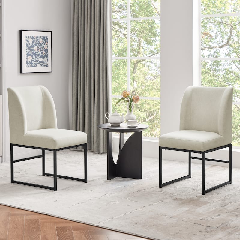 Yaheetech 2pcs Modern Upholstered Dining Chairs With Metal legs, Beige - Beige