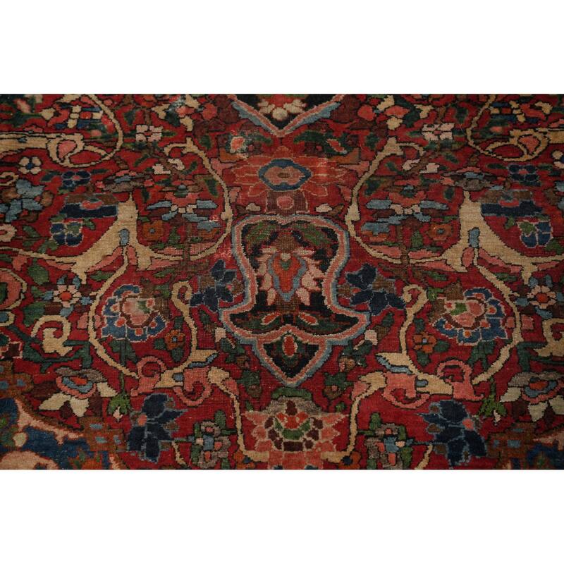 Hand Knotted Oriental 100% Wool Carpet Traditional Floral Red Bakhtiari Area Rug - 9' 11'' X 6' 9''