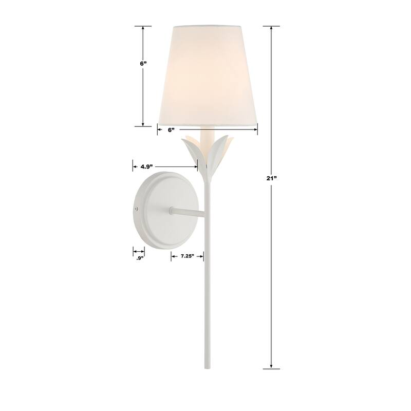 Broche 1 Light Matte White Wall Mount - 6"W x 21"H x 7.25"D