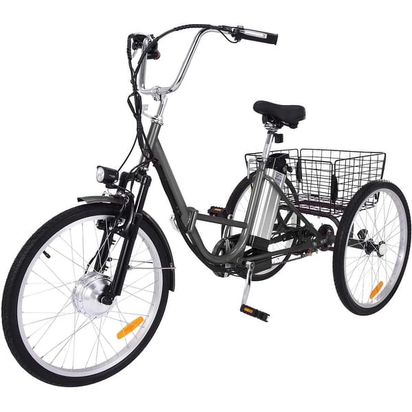 electric 3 wheel bicycles Folding Trike - 95% Pre-assembled - 2000W PeakcDrive Motor It comes with front and rear metal baskets Triker Plus Folding 3 Wheels