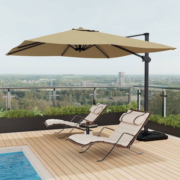 10ft square patio umbrella Cantilever Navy Blue  NIKKI CASA The wheels of base let you move the umbrella easily to rearrange your patio or poolside 10FT Square Cantilever Patio Umbrella