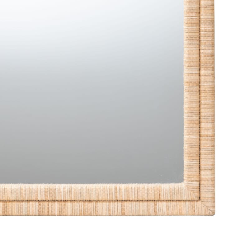 Canan Grasscloth Wall Mirror - Handwoven Rectangle Frame Accent Mirror for Bedroom, Entryway, or Living Room - Light Brown