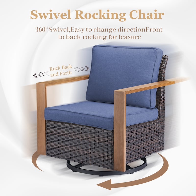Gymojoy 360° Swivel Wicker Patio Glider Chairs