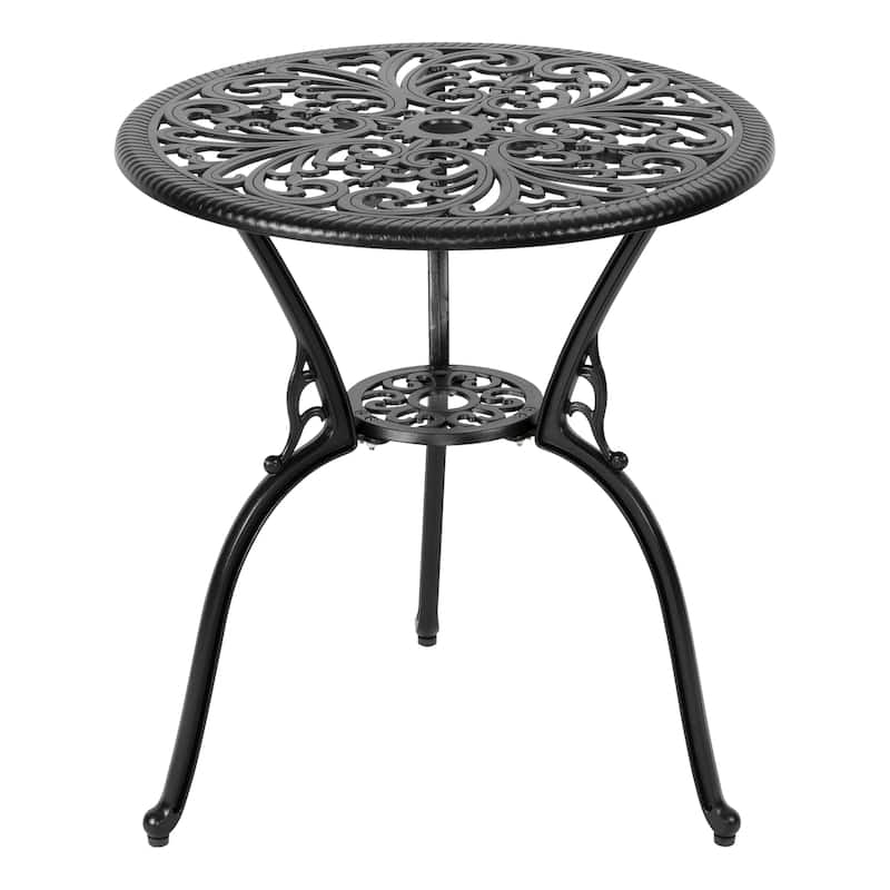 Outdoor 3-Piece Cast Aluminum Patio Set with Cushions and Umbrella Hole - 16.54*20.28*34.65 inch
