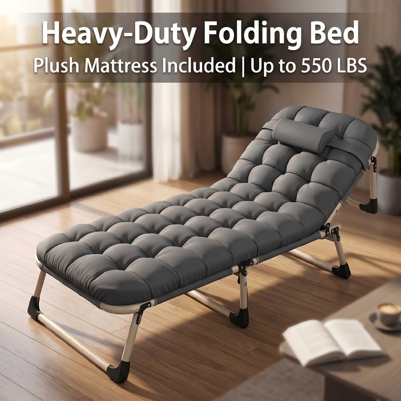 Portable Folding Bed for Adults with Mattress,Guest Camping Bed,Teenagers & Adults,Travel & Garden