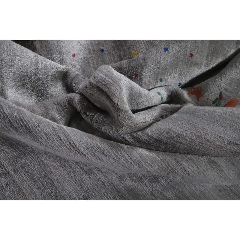 Hand Knotted Oriental 100% Wool Carpet Tribal Animal Pictorial Greys & Charcoal Gabbeh Area Rug - 11' 6'' X 8' 9''