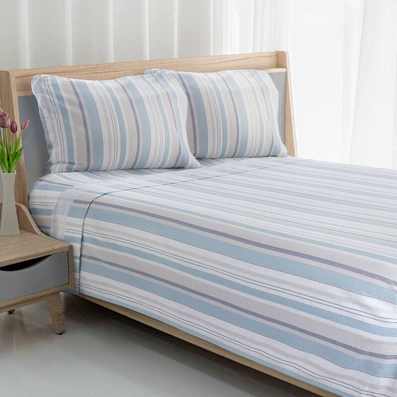Avanti Pajama Stripe Flannel Twin Sheet Set Bed Bath & Beyond 38389192
