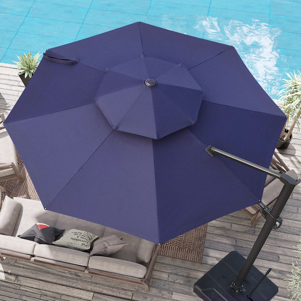 Crestlive Products 11.5' Double Top Round Patio Outdoor Cantilever Offset Umbrella
