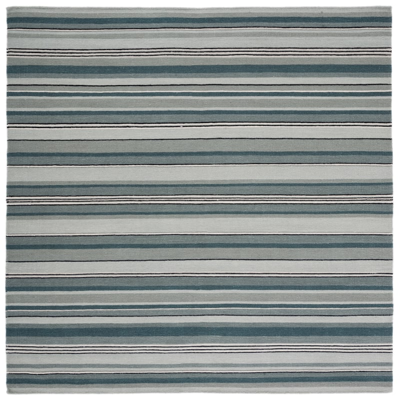 SAFAVIEH Handmade Striped Kilim Torrie Casual Wool Rug - 7' Square - Grey