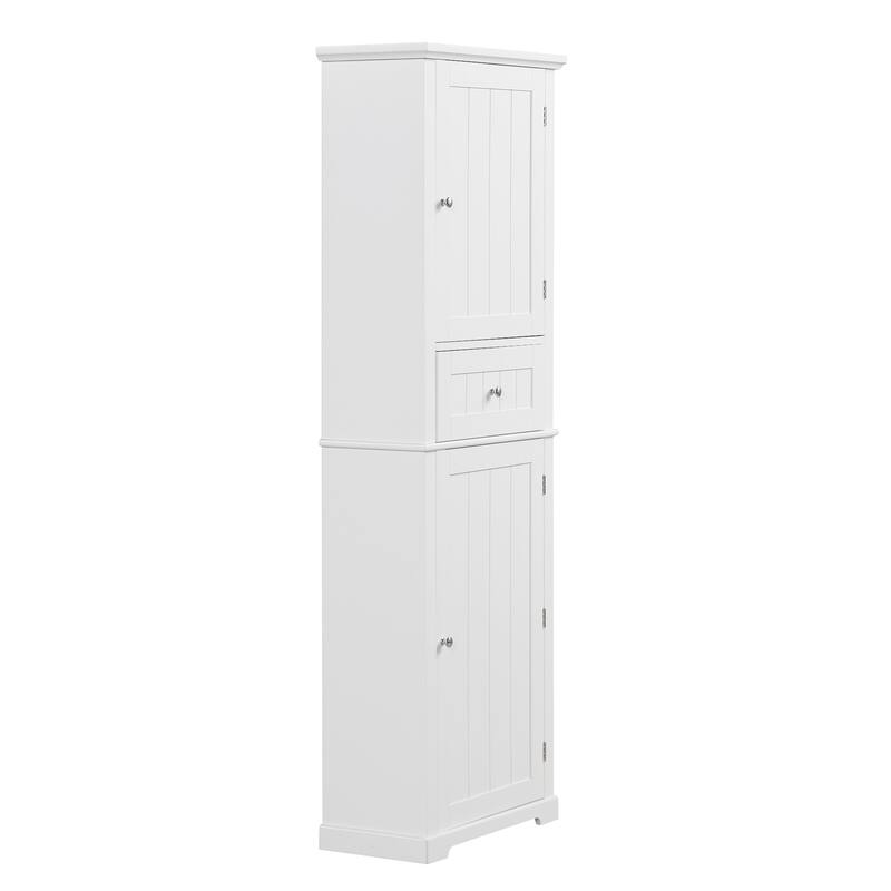 GDFStudio - Emery Tall Freestanding Bathroom Storage Cabinet with Drawer and Adjustable Shelves