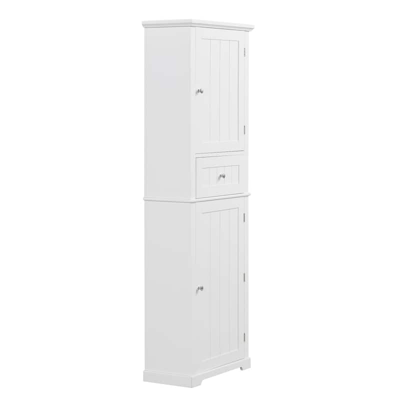Tall Bathroom Storage Cabinet with Drawer and Adjustable Shelf