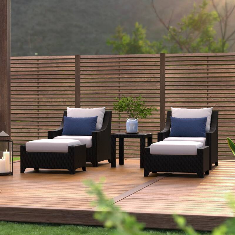 Deco 5 Piece Sunbrella Outdoor Patio Club Chair & Ottoman Set
