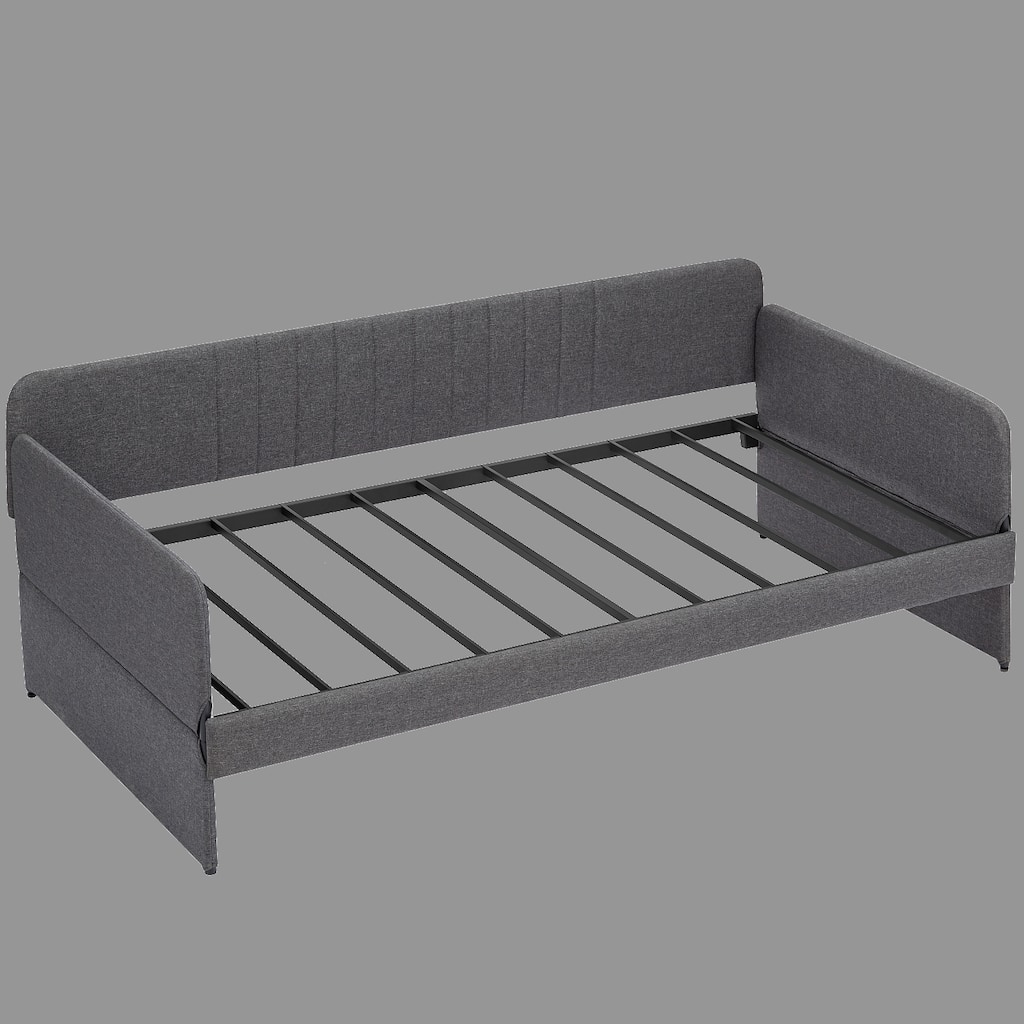 Twin Size Daybed with Trundle, Metal Frame Sofa Bed, Comfortable & Space-Saving