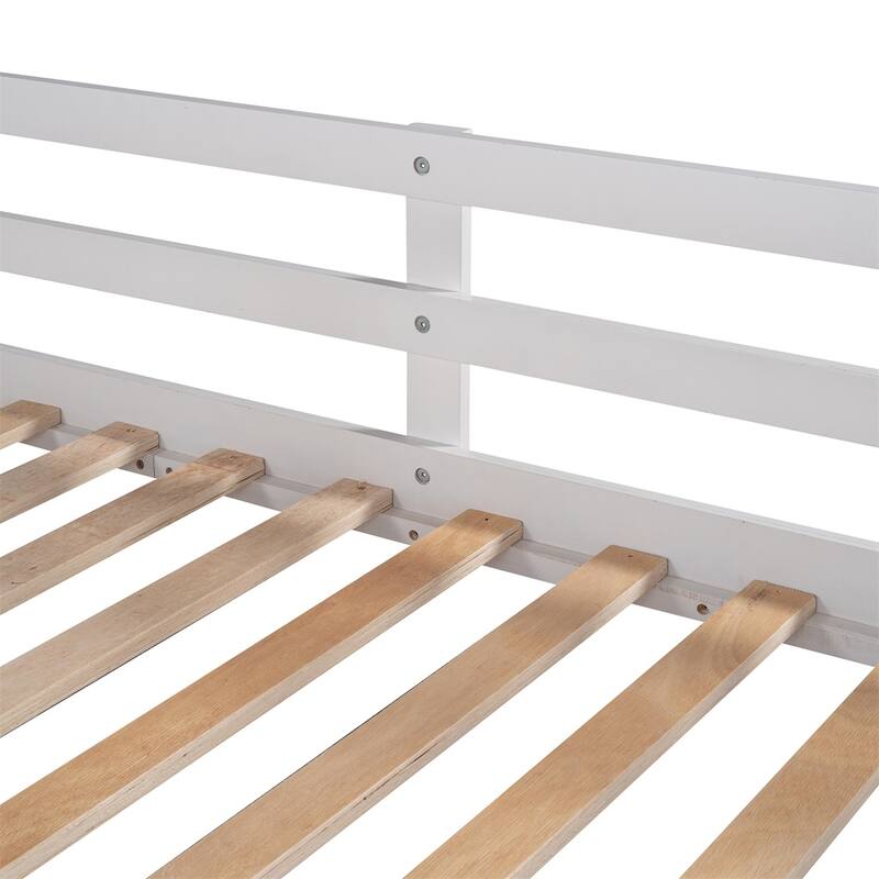 Merax Wood Bunk Bed with Twin Size Trundle and 3 Storage Stairs