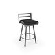 preview thumbnail 54 of 70, Amisco Derek Swivel Bar Stool Black Faux Leather/Glossy Grey Metal