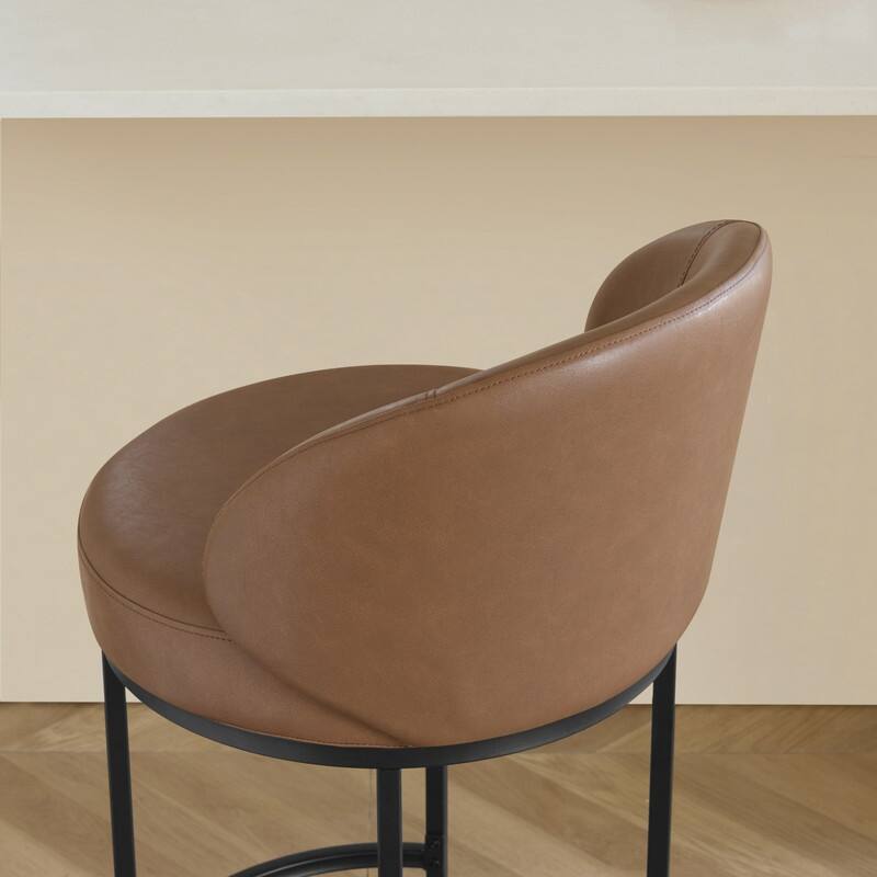 Spruce & Spring Chloe Upholstered Swivel Counter Bar Stool with Metal Frame and Arched Back