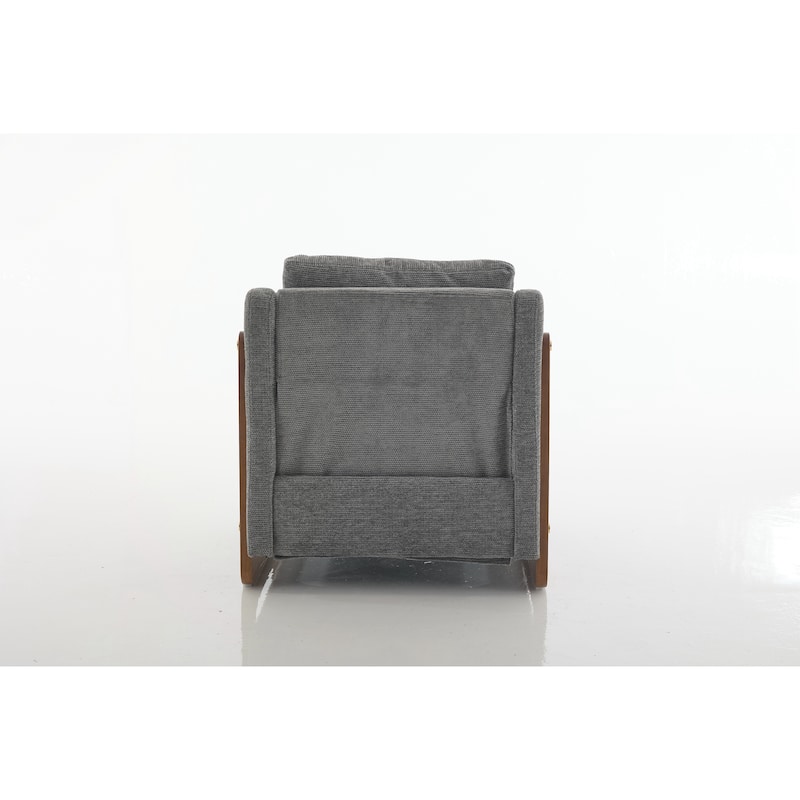 Modern Upholstered Armchair with Wooden Side Frame , Accent Leisure Chair with Cushioned Seat and Backrest