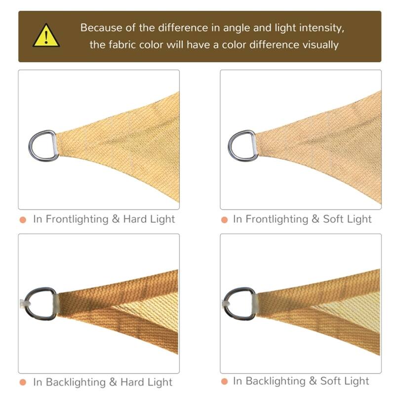 Sand High-Density Polyethylene Sun Shade Sail with UV Protection and D-Rings - 240.2" L x 192.1" W