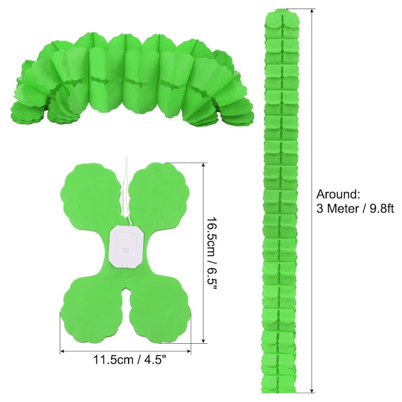 6Pcs 9.8ft Four-Leaf Paper Flower Garland Hanging Streamers - Lime Green