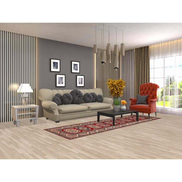 Red Kazak Oriental Runner Rug Hand-Knotted Wool Carpet - 2'9" x 9'3"