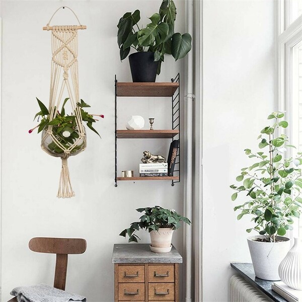 Baskets Garden Macrame Plant Hanger Flowerpot Lifting Pot Rope Holder 