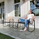 preview thumbnail 3 of 10, Moasis 3 Piece Rocking Patio Furniture Bistro Set with Chairs and Glass Table