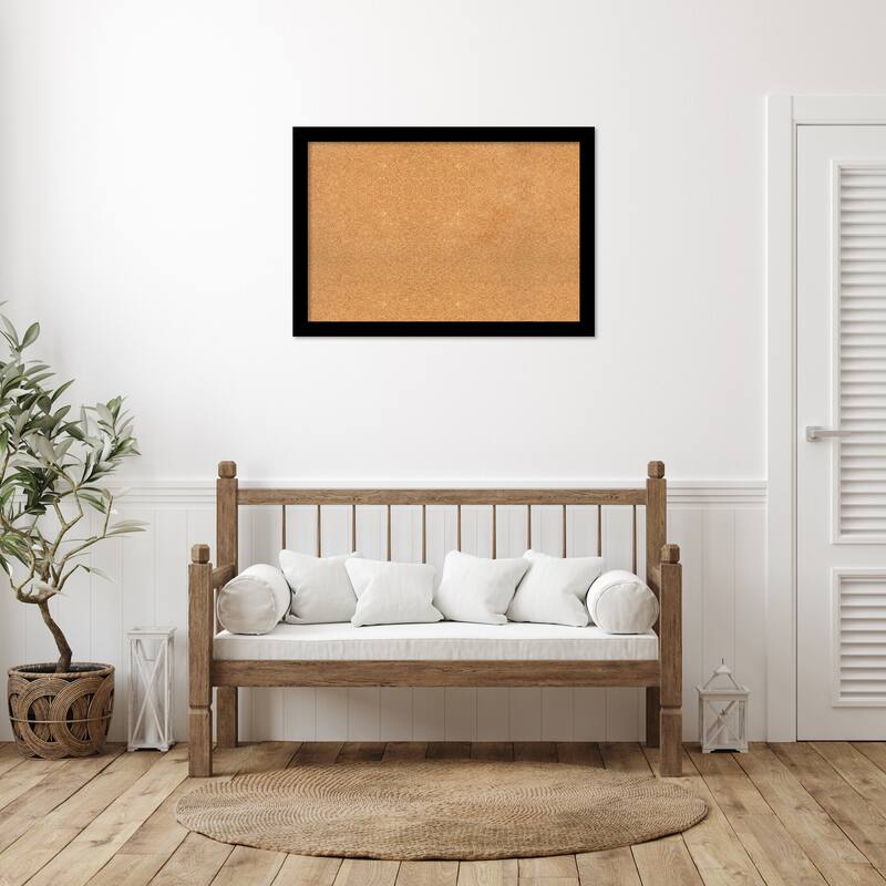 Basic Narrow Wood Framed Natural Corkboard Bulletin Board