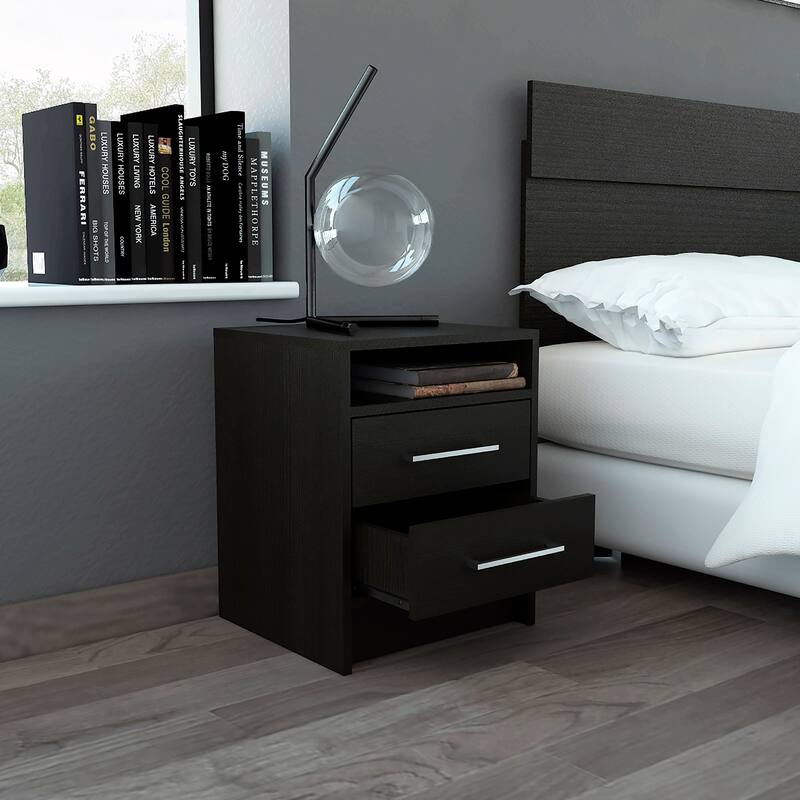 Philadelphia Nightstand with Two Drawers and Concealed Shelf