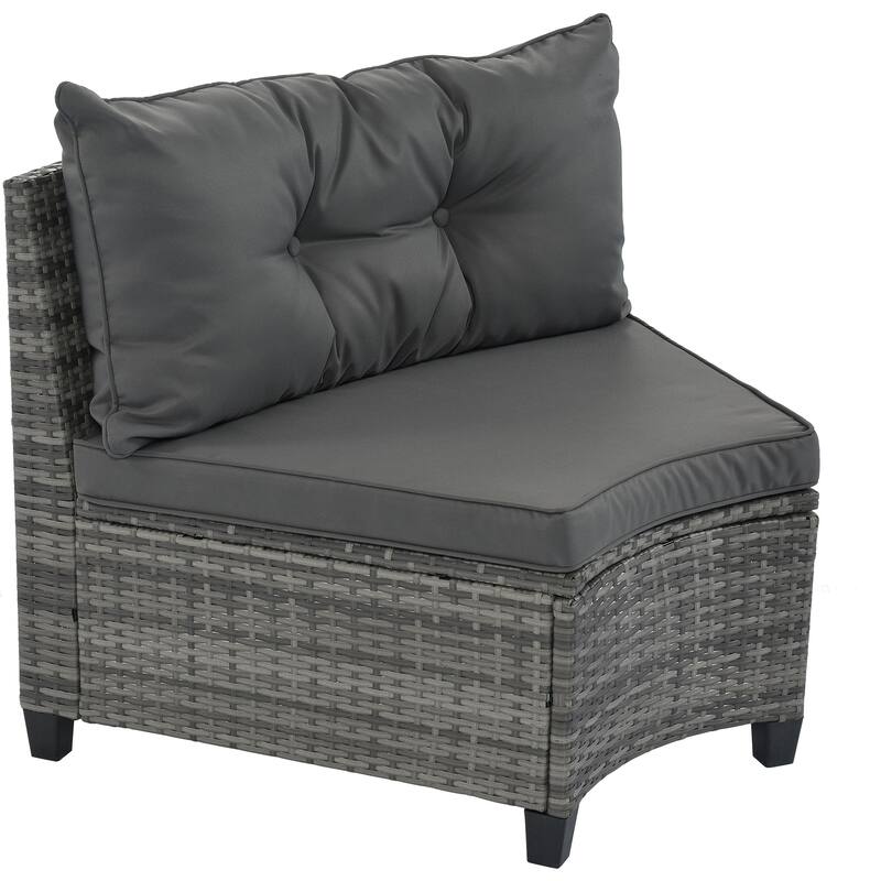 8-Piece Half-Moon Sectional Sofa Set with Rectangular Table