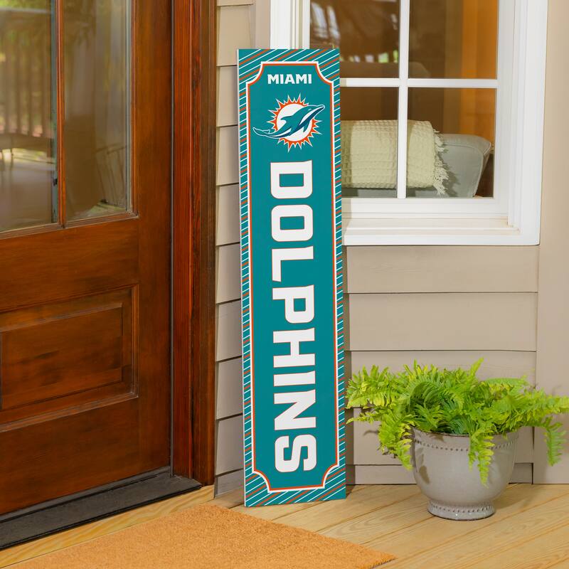 47" Double Sided Seasonal Porch Leaner, Miami Dolphins - 47" x 11.25"