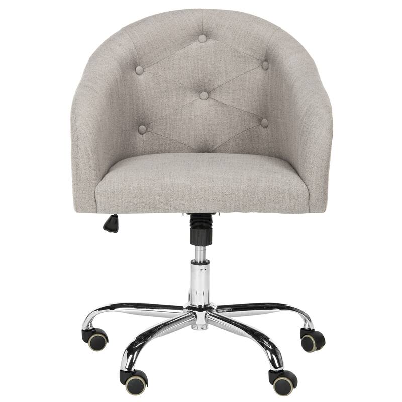 SAFAVIEH Hugrin Tufted Swivel Adjustable Office Chair - 24Wx22Dx35H - Grey/Chrome