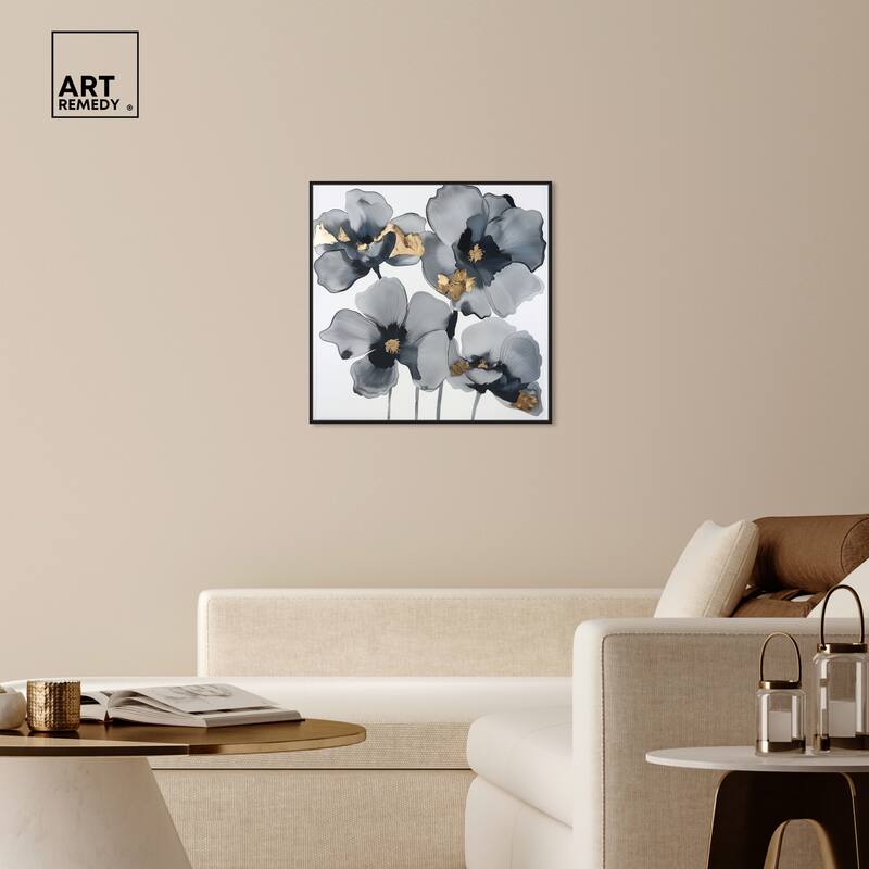 Art Remedy Drama Flora Framed Floral Fine 1 Piece Canvas Wall Art
