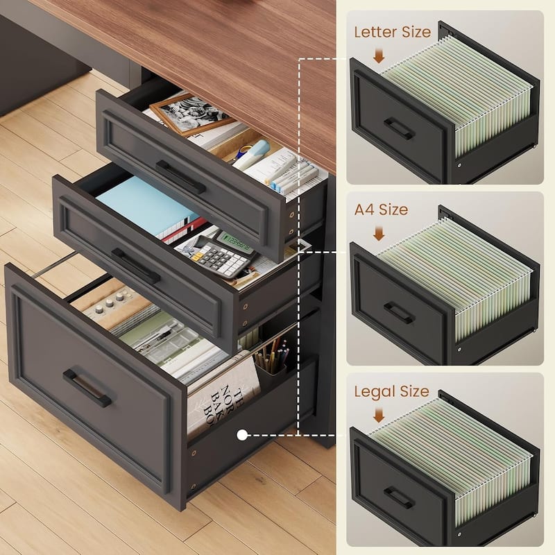 Electric Standing Desk Height Adjustable Computer Desk 3 Drawers Storage Shelves