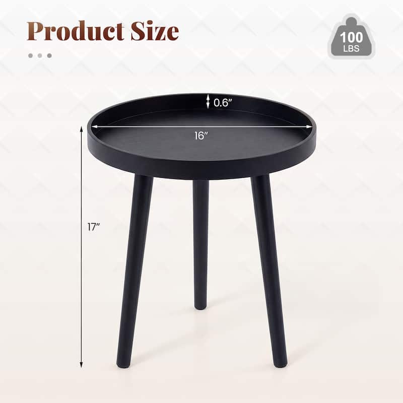 Gymax Set of 2 Round Side Table Sofa Coffee End Accent Table