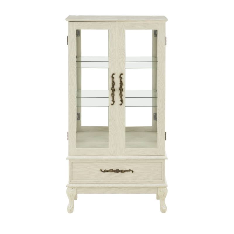 Display case with tempered glass door - Antique White