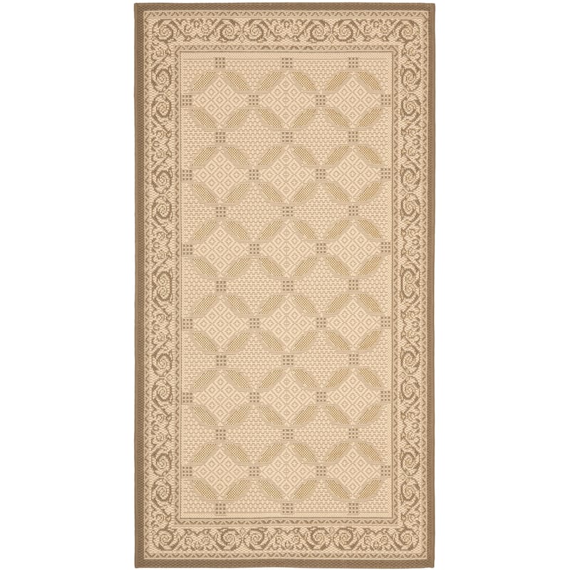 SAFAVIEH Courtyard Zennur Indoor/ Outdoor Waterproof Patio Backyard Rug - Beige/Dark Beige - 4' x 5'7"