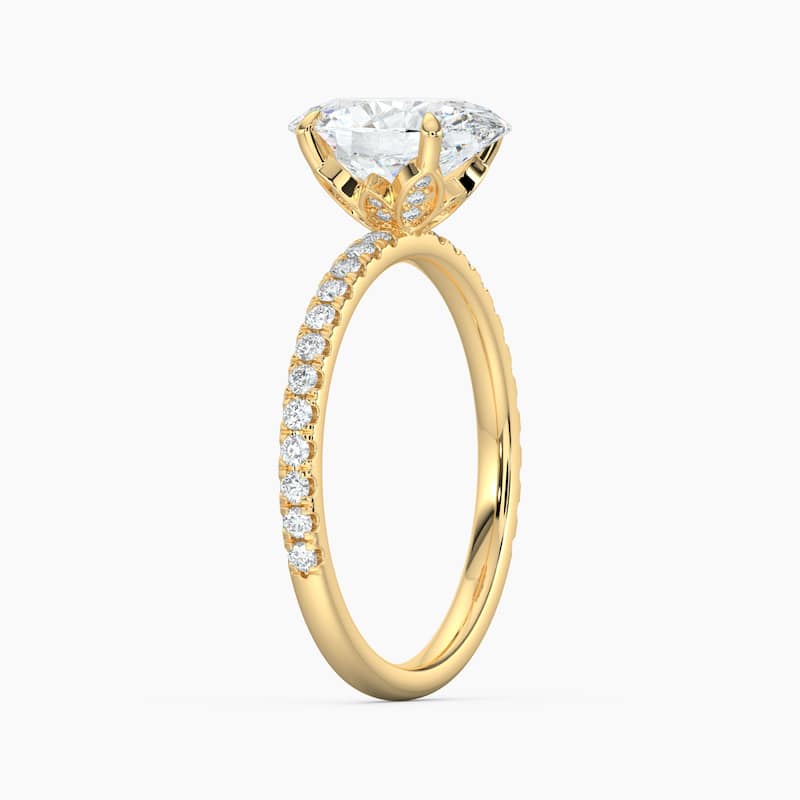 Auriya 14k Gold Oval Lab Grown Floral Petal Diamond Accent Engagement Ring 1.00 to 5.00 ct. tw. (F-G, VS)