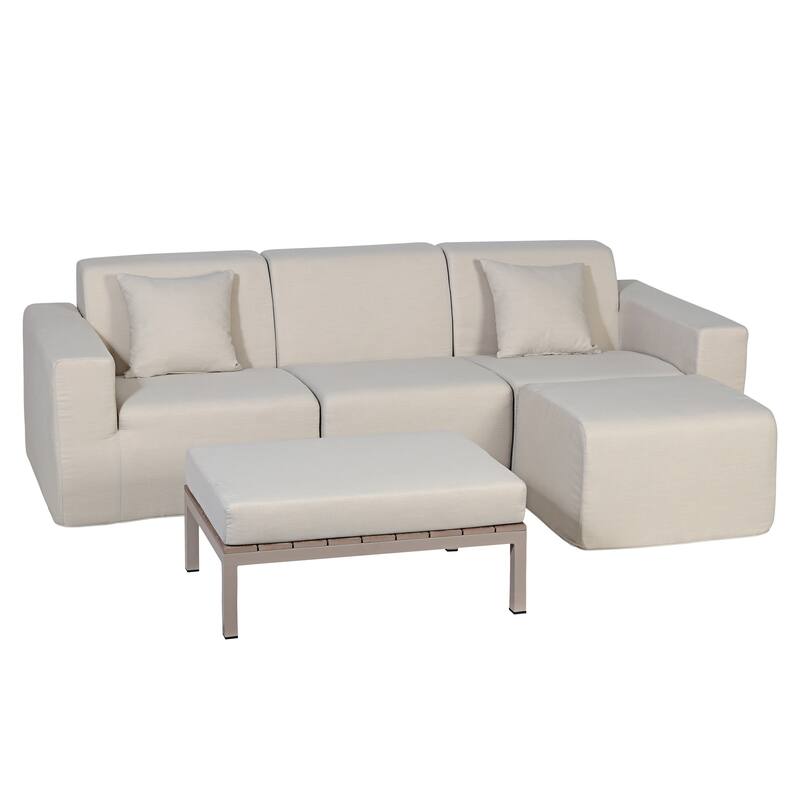 Outdoor and Indoor Modern Modular Patio Sectional Sofa with L-Shape Chaise, Cloud Sectional Couch with Comfy Chaise